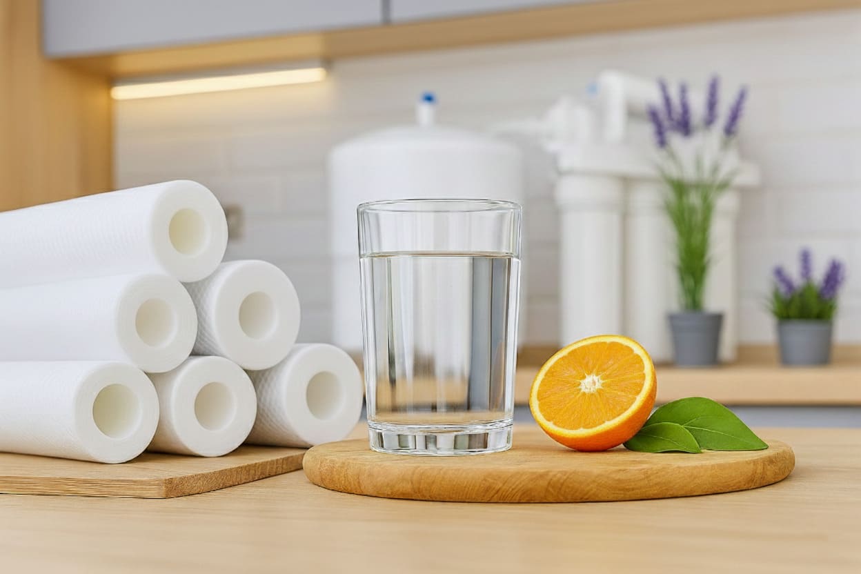 vaso con agua filtrada por ósmosis