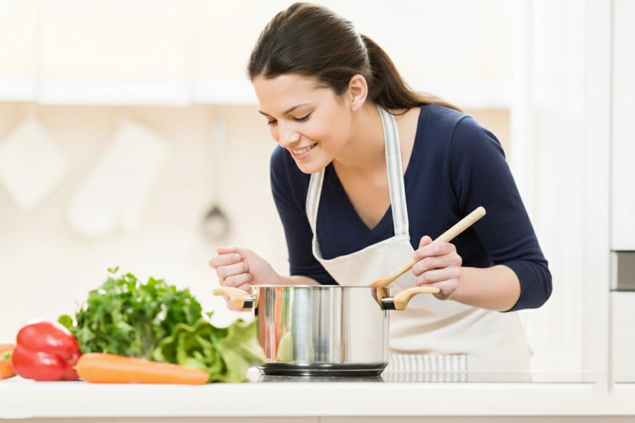 chica en Murcia cocinando con agua filtrada por osmosis