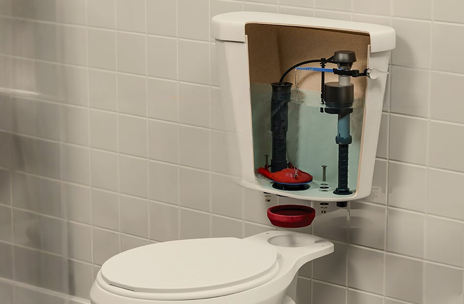 muestra de los mecanismos que componen un inodoro