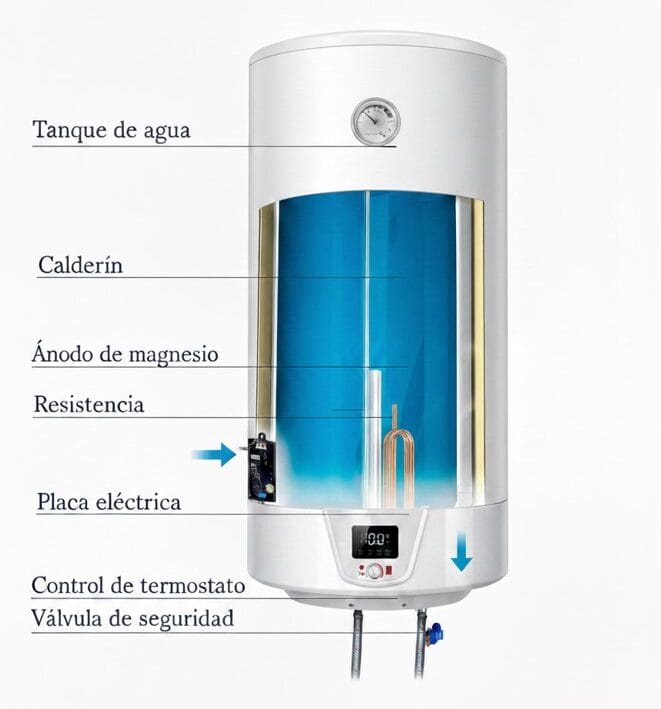 cambiar el termo eléctrico en Murcia requiere conocer sus partes