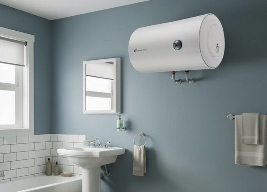 Termo eléctrico horizontal instalado en baño de Murcia